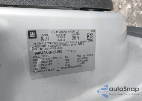 2011 Chevrolet Tahoe Hybrid из США, поврежденный, VIN 1GNSKDFJ5BR204566